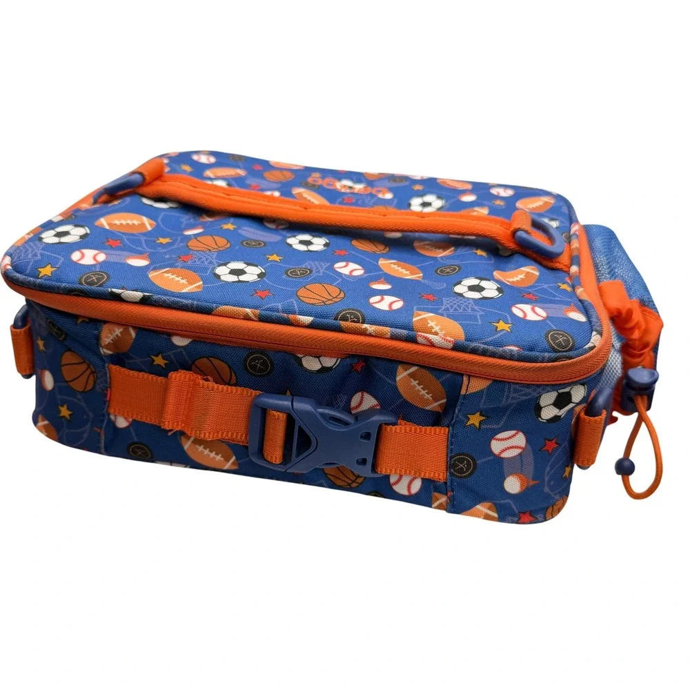 Bentgo Kids Sports Lunch Bag Blue Orange Football Soccer Basketball Baseball